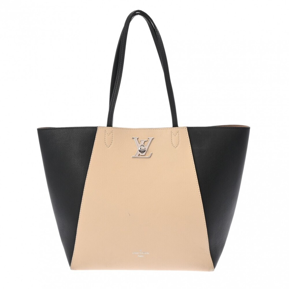 Louis Vuitton Lockme Cabas Vanille Noir Black Calfskin Tote Bag
